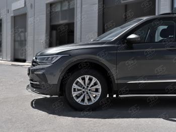 17 999 р. Защита переднего бампера (Ø42 мм волна, нержавейка, NOT R-LINE) SLITKOFF  Volkswagen Tiguan  Mk2 (2020-2022) рестайлинг  с доставкой в г. Набережные‑Челны. Увеличить фотографию 2