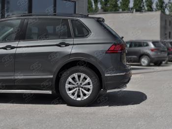 12 699 р. Защита заднего бампера (Ø42 мм уголки, нержавейка, NOT R-LINE) SLITKOFF  Volkswagen Tiguan  Mk2 (2020-2022) рестайлинг (полированная нержавейка)  с доставкой в г. Набережные‑Челны. Увеличить фотографию 3