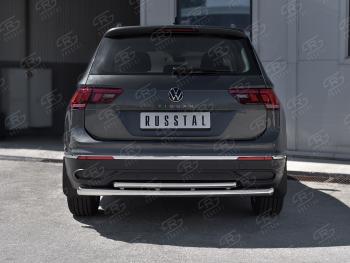 17 999 р. Защита заднего бампера (Ø63 и 42 мм, нержавейка, NOT R-LINE) SLITKOFF  Volkswagen Tiguan  Mk2 (2020-2022) рестайлинг  с доставкой в г. Набережные‑Челны. Увеличить фотографию 2