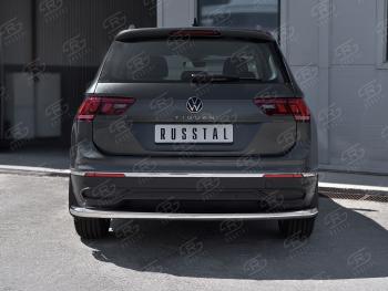 16 349 р. Защита заднего бампера (Ø63 мм, нержавейка, NOT R-LINE) SLITKOFF  Volkswagen Tiguan  Mk2 (2020-2022) рестайлинг  с доставкой в г. Набережные‑Челны. Увеличить фотографию 2