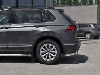 14 649 р. Защита заднего бампера (Ø63 мм уголки, нержавейка, NOT R-LINE) SLITKOFF  Volkswagen Tiguan  Mk2 (2020-2022) рестайлинг (полированная нержавейка)  с доставкой в г. Набережные‑Челны. Увеличить фотографию 2