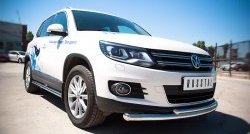 15 249 р. Защита переднего бампера (2 трубыØ63 и 42 мм, нержавейка) SLITKOFF  Volkswagen Tiguan  NF (2011-2017) рестайлинг  с доставкой в г. Набережные‑Челны. Увеличить фотографию 3