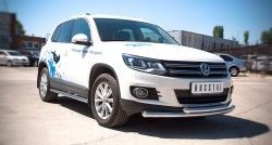 15 999 р. Защита переднего бампера (2 трубыØ63 мм, нержавейка) SLITKOFF Volkswagen Tiguan NF рестайлинг (2011-2017)  с доставкой в г. Набережные‑Челны. Увеличить фотографию 3