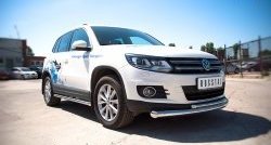 17 849 р. Защита переднего бампера (2 трубыØ76 и 42 мм, нержавейка) SLITKOFF  Volkswagen Tiguan  NF (2011-2017) рестайлинг  с доставкой в г. Набережные‑Челны. Увеличить фотографию 3