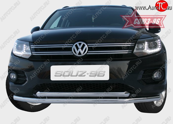 18 584 р. Защита переднего бампера двойная Souz-96 (d60/60) Volkswagen Tiguan NF рестайлинг (2011-2017)  с доставкой в г. Набережные‑Челны