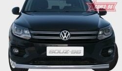 16 064 р. Защита переднего бампера одинарная Souz-96 (d76) Volkswagen Tiguan NF рестайлинг (2011-2017)  с доставкой в г. Набережные‑Челны. Увеличить фотографию 1