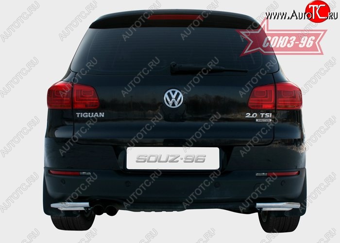 12 779 р. Защита заднего бампера из боковых уголков Souz-96 (d42) Volkswagen Tiguan NF рестайлинг (2011-2017)  с доставкой в г. Набережные‑Челны