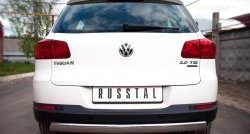 13 299 р. Защита заднего бампера (Ø75x42 мм, нержавейка) Russtal Volkswagen Tiguan NF рестайлинг (2011-2017)  с доставкой в г. Набережные‑Челны. Увеличить фотографию 2