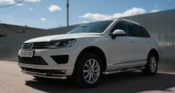 26 099 р. Защита переднего бампера (2 трубыØ63 и 42 мм, нержавейка) SLITKOFF  Volkswagen Touareg  NF (2014-2018) рестайлинг  с доставкой в г. Набережные‑Челны. Увеличить фотографию 4