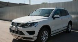 27 999 р. Защита переднего бампера (2 трубыØ75х42 мм, нержавейка) Russtal Volkswagen Touareg NF рестайлинг (2014-2018)  с доставкой в г. Набережные‑Челны. Увеличить фотографию 4