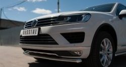 21 449 р. Одинарная защита переднего бампера диаметром 63 мм SLITKOFF  Volkswagen Touareg  NF (2014-2018) рестайлинг  с доставкой в г. Набережные‑Челны. Увеличить фотографию 2