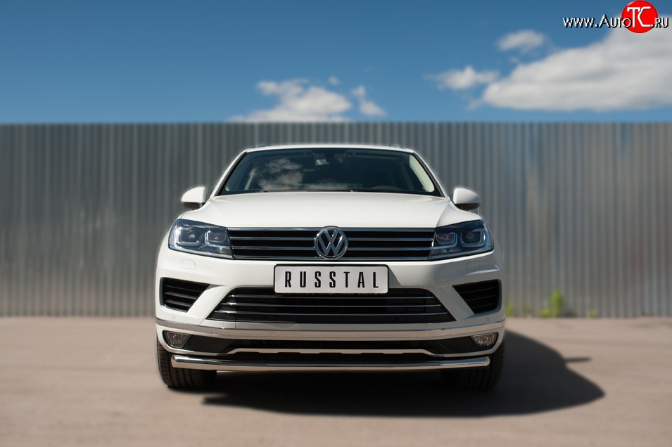 21 449 р. Одинарная защита переднего бампера диаметром 63 мм SLITKOFF  Volkswagen Touareg  NF (2014-2018) рестайлинг  с доставкой в г. Набережные‑Челны