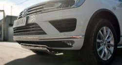 15 649 р. Защита переднего бампера (Ø75х42 мм, нержавейка) Russtal Volkswagen Touareg NF рестайлинг (2014-2018)  с доставкой в г. Набережные‑Челны. Увеличить фотографию 2