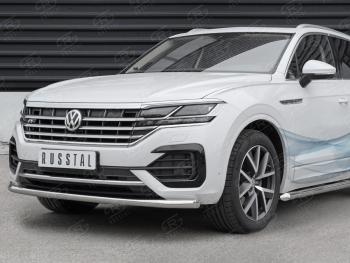 20 999 р. Защита переднего бампера (Ø63 мм, нержавейка, NOT 2.0 TSI) SLITKOFF  Volkswagen Touareg  CR (2018-2024)  с доставкой в г. Набережные‑Челны. Увеличить фотографию 2