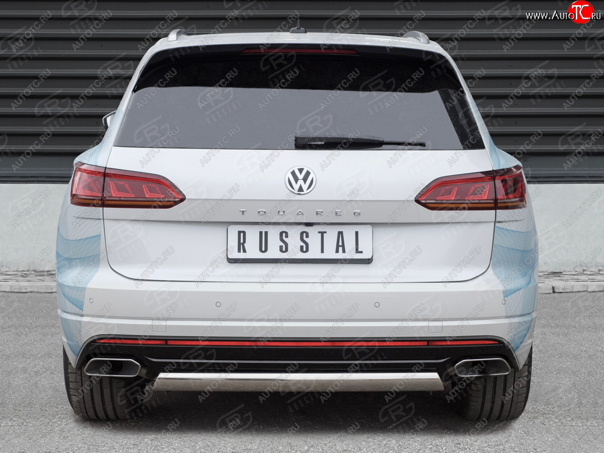 16 699 р. Защита заднего бампера (Ø75х42 мм, нержавейка) Russtal Volkswagen Touareg CR (2018-2025)  с доставкой в г. Набережные‑Челны