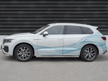 30 649 р. Защита порогов (Ø120х60 мм с проступью, нержавейка) Russtal Volkswagen Touareg CR (2018-2024)  с доставкой в г. Набережные‑Челны. Увеличить фотографию 3