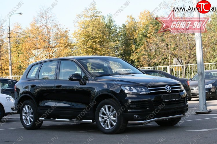 13 445 р. Защита переднего бампера одинарная Souz-96 (d60) Volkswagen Touareg NF дорестайлинг (2010-2014)  с доставкой в г. Набережные‑Челны