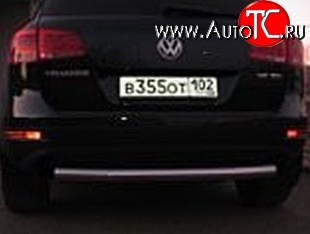 7 849 р. Защита заднего бампера из трубы диаметром 76 мм Металл Дизайн Volkswagen Touareg NF дорестайлинг (2010-2014)  с доставкой в г. Набережные‑Челны