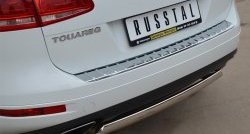 16 849 р. Защита заднего бампера (Ø75x42 мм, нержавейка) Russtal Volkswagen Touareg NF дорестайлинг (2010-2014)  с доставкой в г. Набережные‑Челны. Увеличить фотографию 2