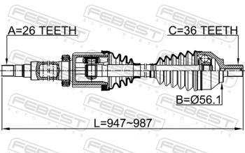 15 849 р. Правый привод передний в сборе FEBEST Volvo 740 (1985-1992)  с доставкой в г. Набережные‑Челны. Увеличить фотографию 2