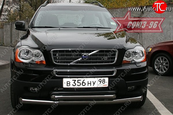 16 379 р. Защита переднего бампера двойная Souz-96 (d76/60) Volvo XC90 C рестайлинг (2006-2014)  с доставкой в г. Набережные‑Челны