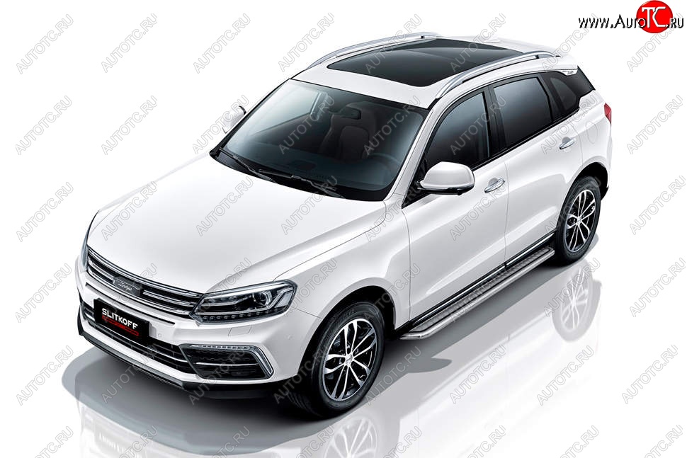 19 849 р. Защита порогов Slitkoff (с листом, d57 мм)  Zotye Coupa  B11F (2019-2021) (Нержавейка)  с доставкой в г. Набережные‑Челны