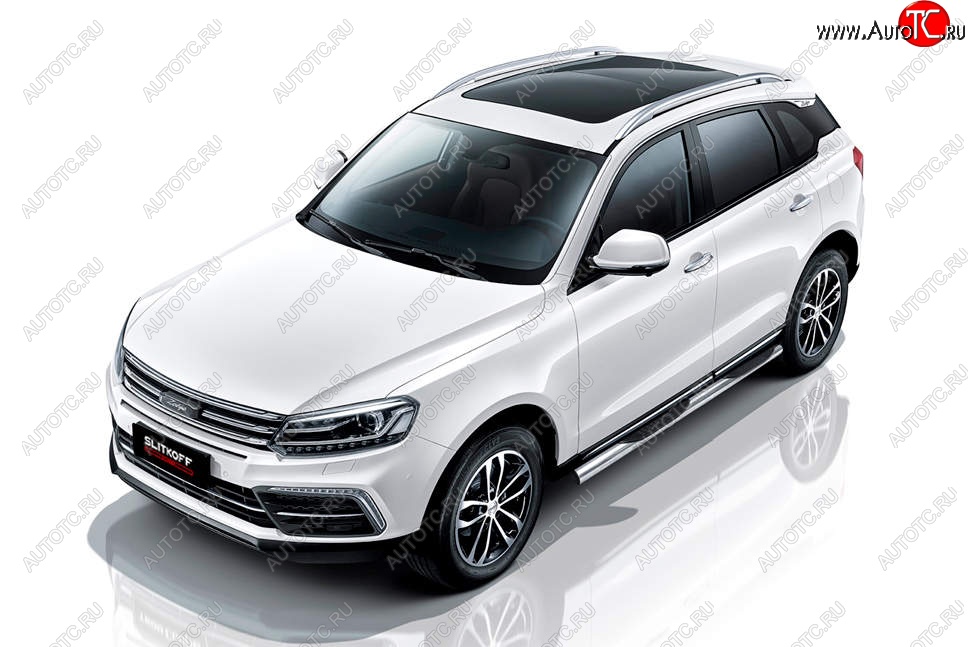 19 849 р. Защита порогов Slitkoff (d76 мм, с проступями)  Zotye Coupa  B11F (2019-2021) (Нержавейка, Полированная)  с доставкой в г. Набережные‑Челны