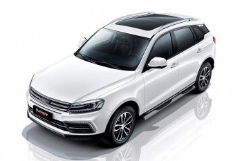 12 499 р. Защита порогов Slitkoff (d76 мм, с проступями)  Zotye Coupa  B11F (2019-2021) (Сталь с полимерным покрытием. Цвет: серебристый)  с доставкой в г. Набережные‑Челны. Увеличить фотографию 1